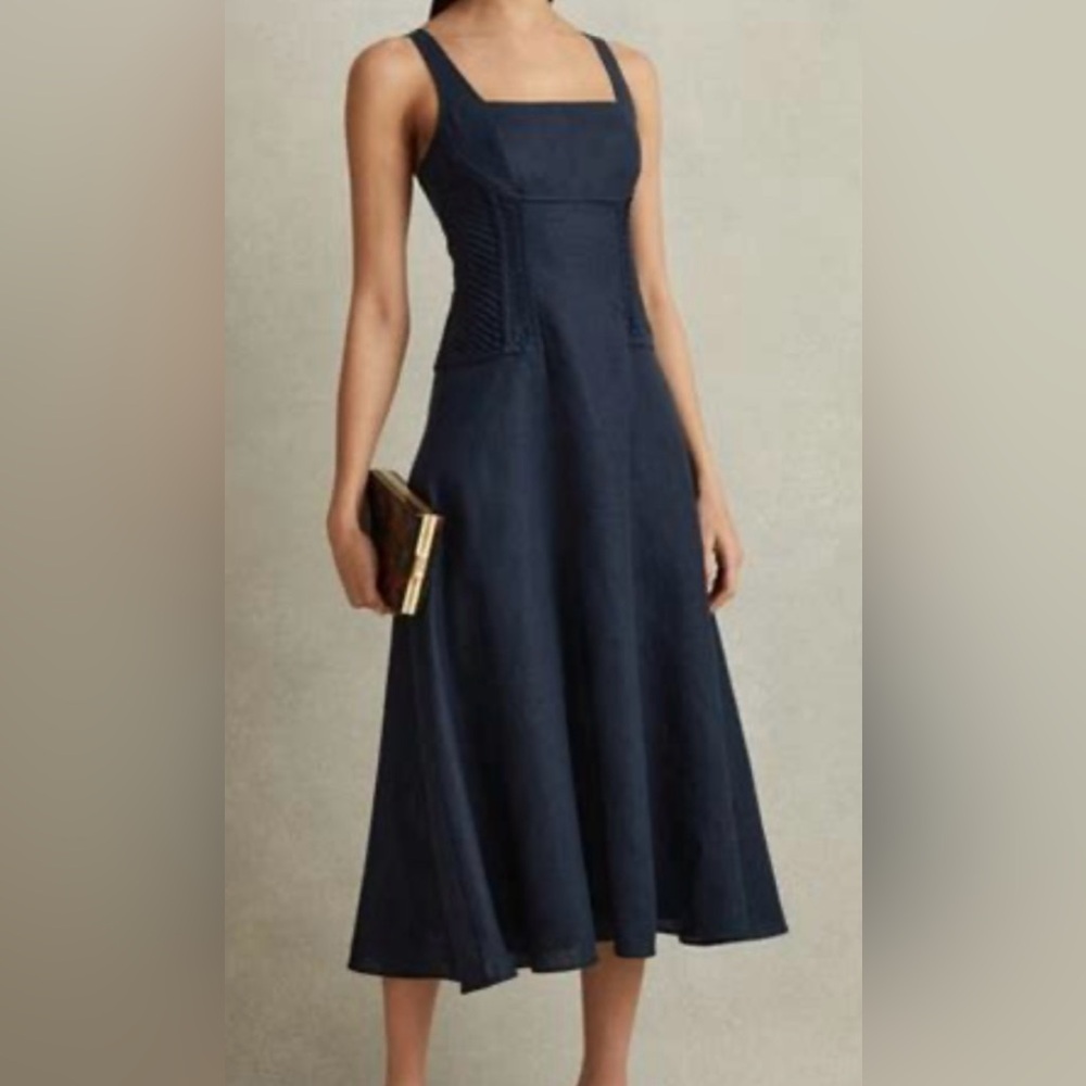 NWT Reiss “Etta” Elegant Navy Blue Sleeveless Dress US Sz 8